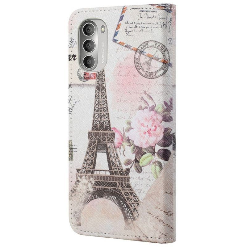 Folio-hoesje voor Moto G51 5G Retro Eiffeltoren