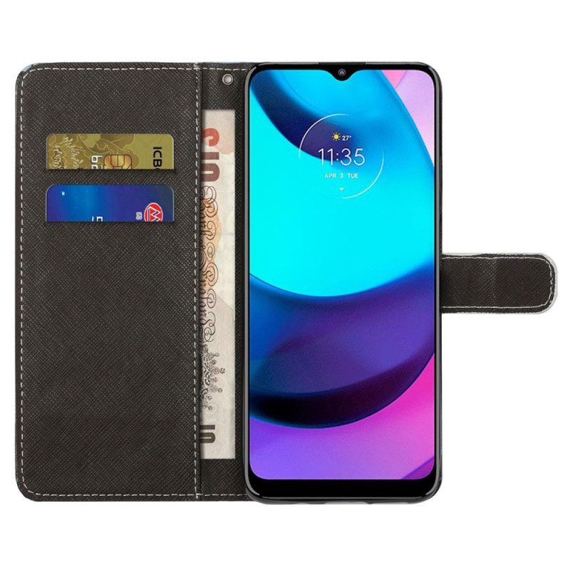 Folio-hoesje voor Moto G71 5G Met Ketting Luipaard Met Bandjes