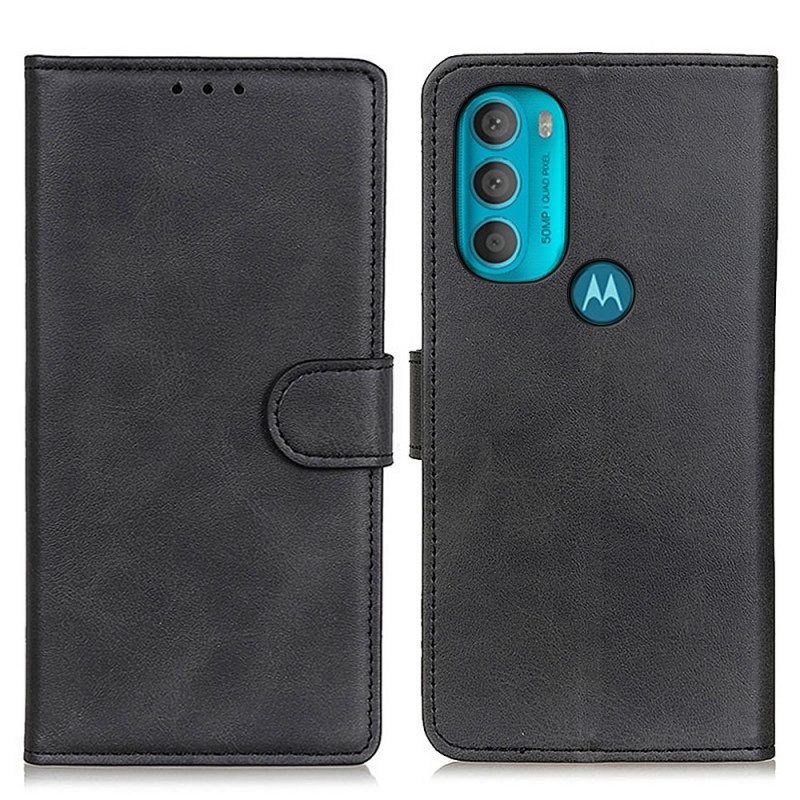 Folio-hoesje voor Moto G71 5G Retro Mat Leereffect