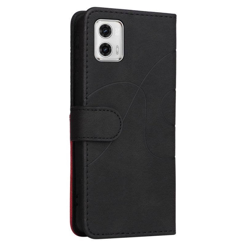 Folio-hoesje voor Moto G73 5G Met Ketting Tweekleurige Riem