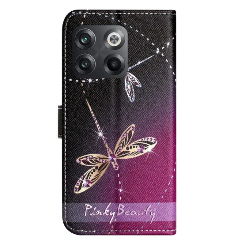 Folio-hoesje voor OnePlus 10T 5G Met Ketting Strappy Libellen