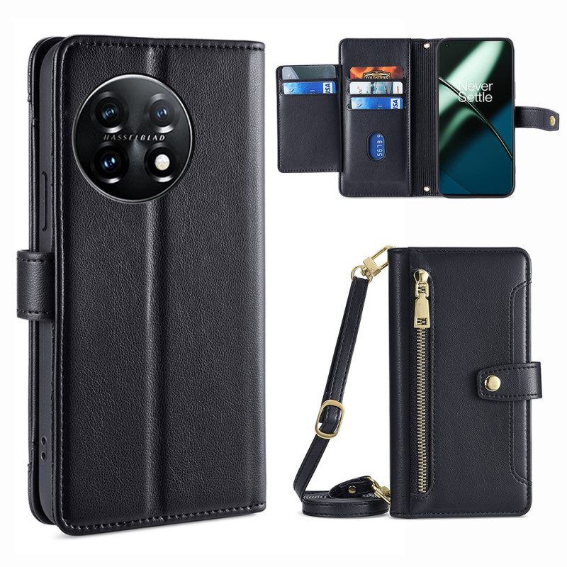 Folio-hoesje voor OnePlus 11 5G Portemonnee Portemonnee Met Lanyard En Schouderriem