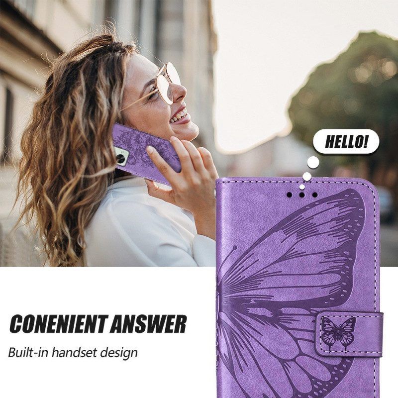 Folio-hoesje voor OnePlus Nord 2T 5G Met Ketting Artistieke Vlinder Met Riem