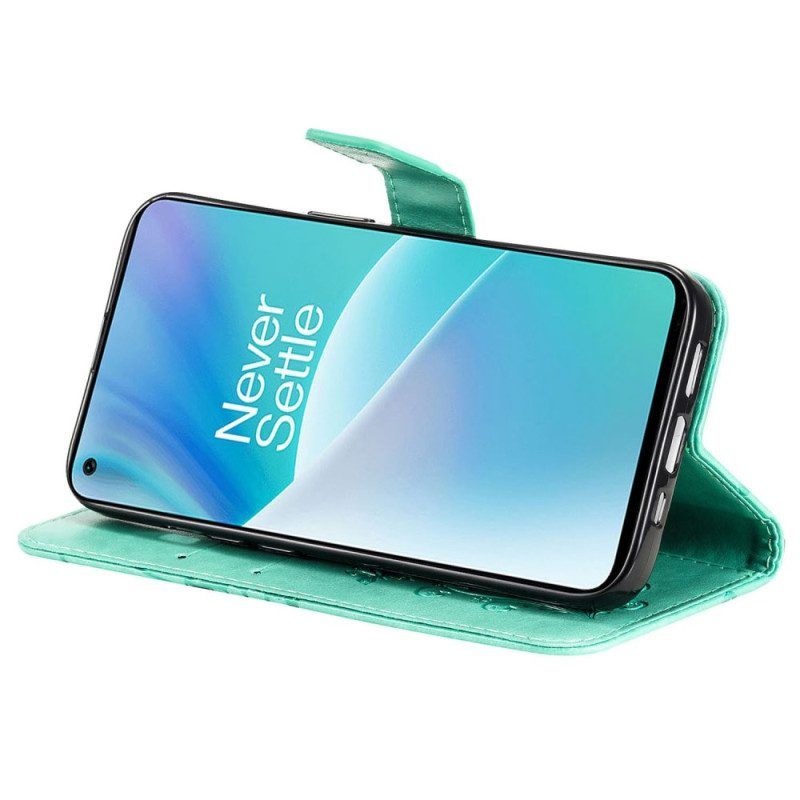 Folio-hoesje voor OnePlus Nord 2T 5G Met Ketting Vlinders Met Lanyard Kaarthouder