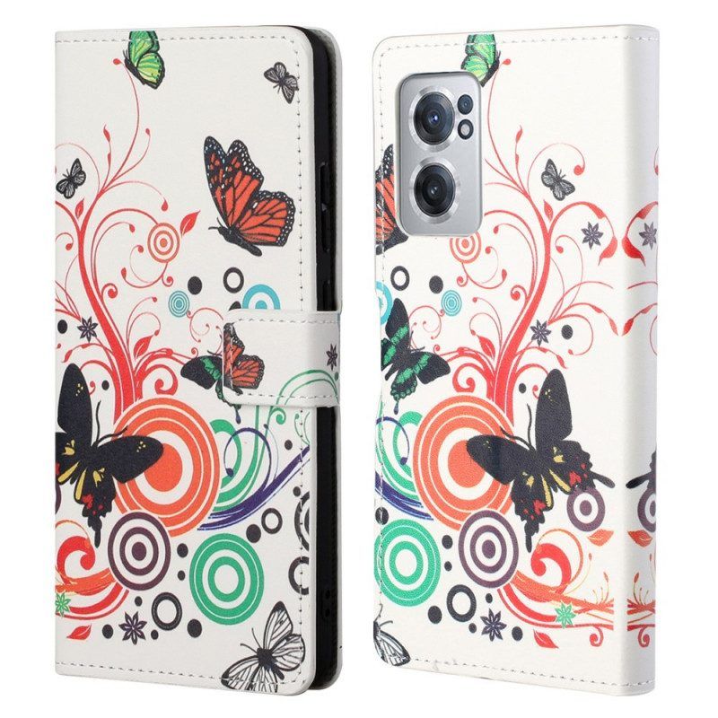 Folio-hoesje voor OnePlus Nord CE 2 5G Natuur En Vlinders