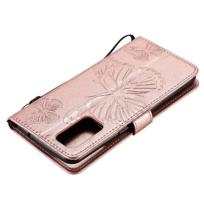 Folio-hoesje voor Oppo Find X3 Lite Met Ketting Gigantische Riemvlinders