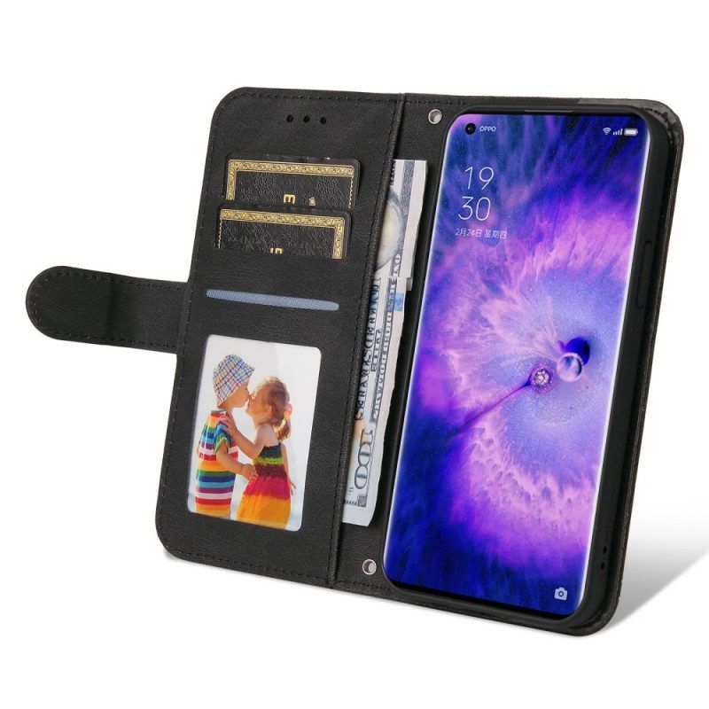 Folio-hoesje voor Oppo Find X5 Leerstijl Met Decoratieve Klinknagel
