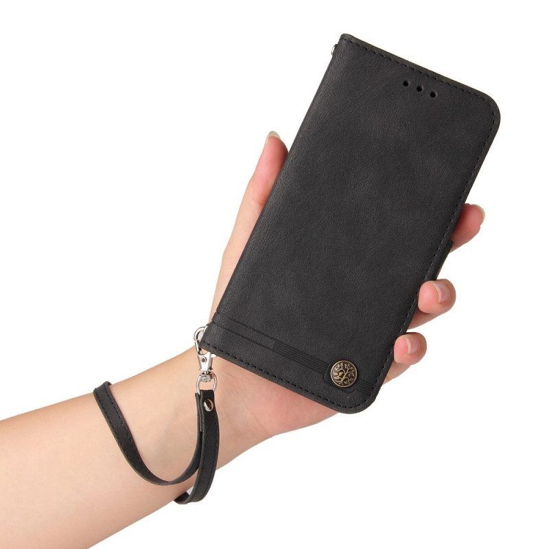 Folio-hoesje voor Oppo Find X5 Leerstijl Met Decoratieve Klinknagel