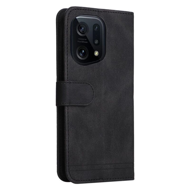 Folio-hoesje voor Oppo Find X5 Leerstijl Met Decoratieve Klinknagel