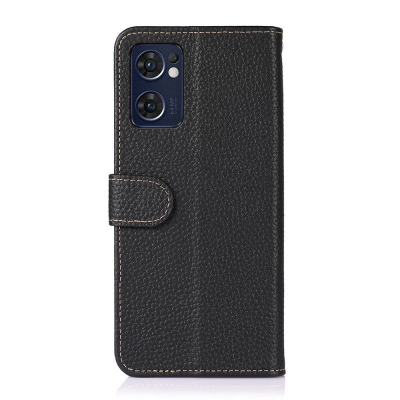 Folio-hoesje voor Oppo Find X5 Lite Echt Khazneh Litchi Leer