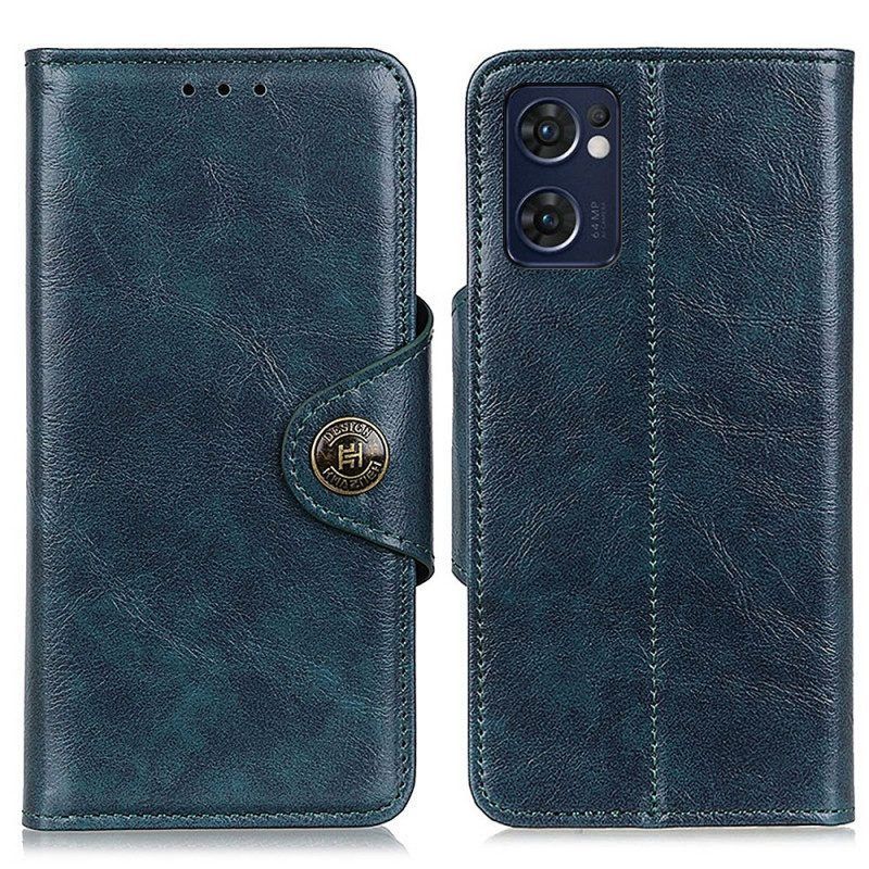 Folio-hoesje voor Oppo Find X5 Lite Imitatieleren Lakknoop Khazneh