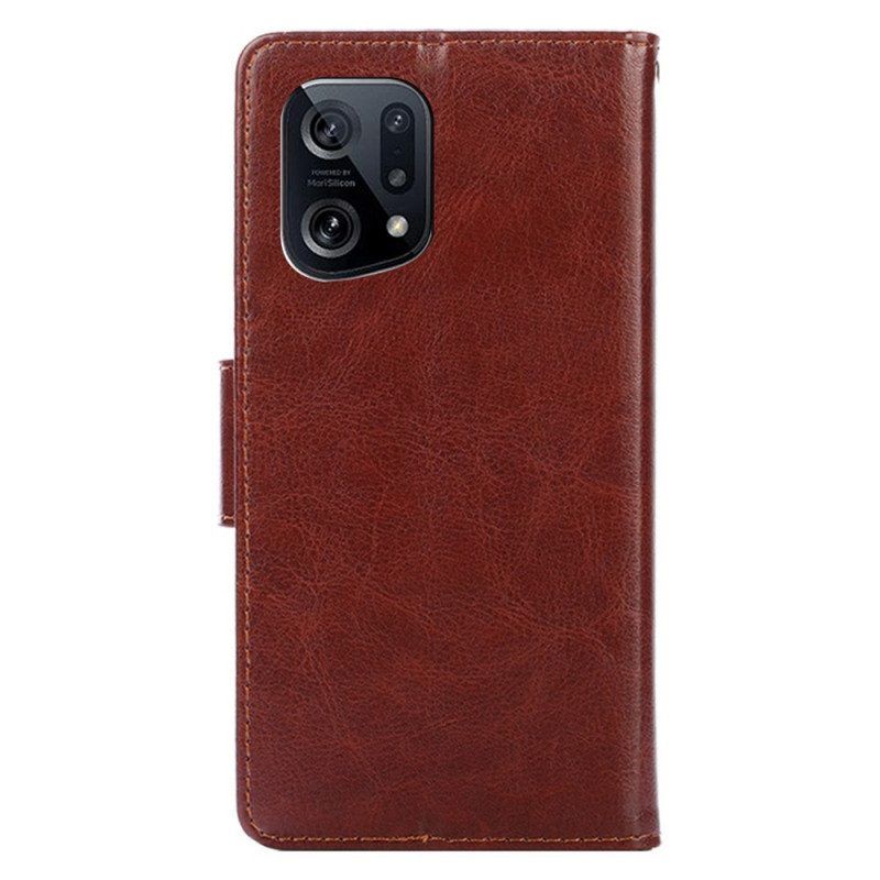 Folio-hoesje voor Oppo Find X5 Vintage Kunstleer