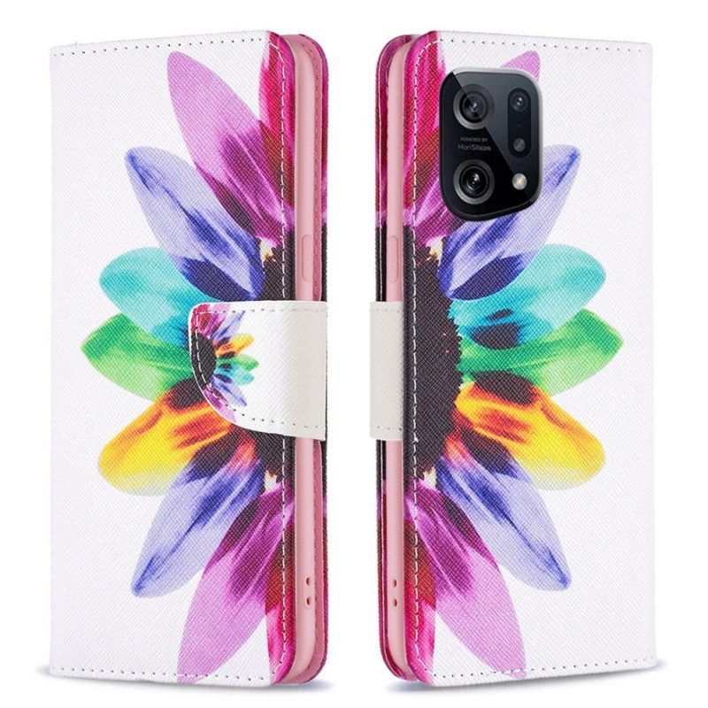 Folio-hoesje voor Oppo Find X5 Waterverf Bloem