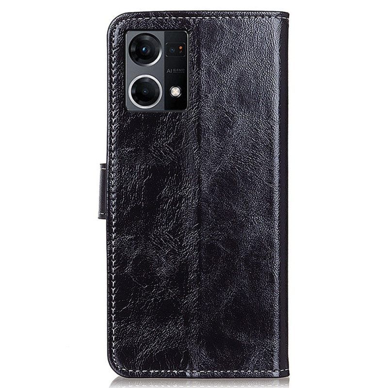 Folio-hoesje voor Oppo Reno 7 Gelakt Met Naden