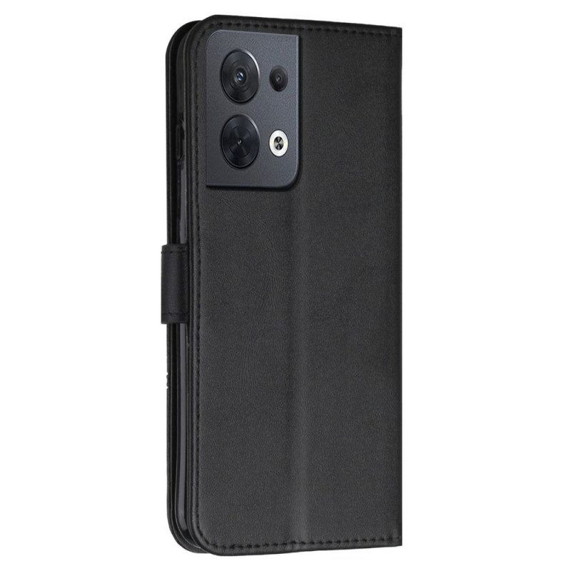 Folio-hoesje voor Oppo Reno 8 Met Ketting Geometrisch Leereffect Met Bandjes