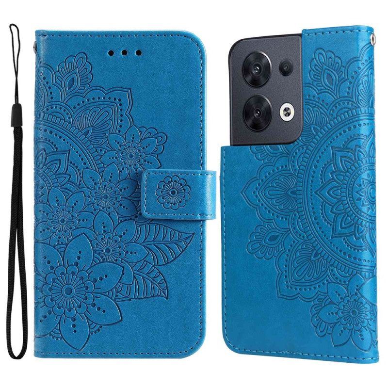 Folio-hoesje voor Oppo Reno 8 Met Ketting Strakke Bloemen