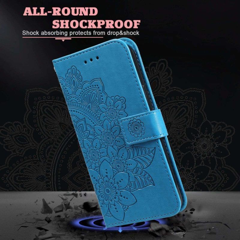 Folio-hoesje voor Oppo Reno 8 Met Ketting Strakke Bloemen