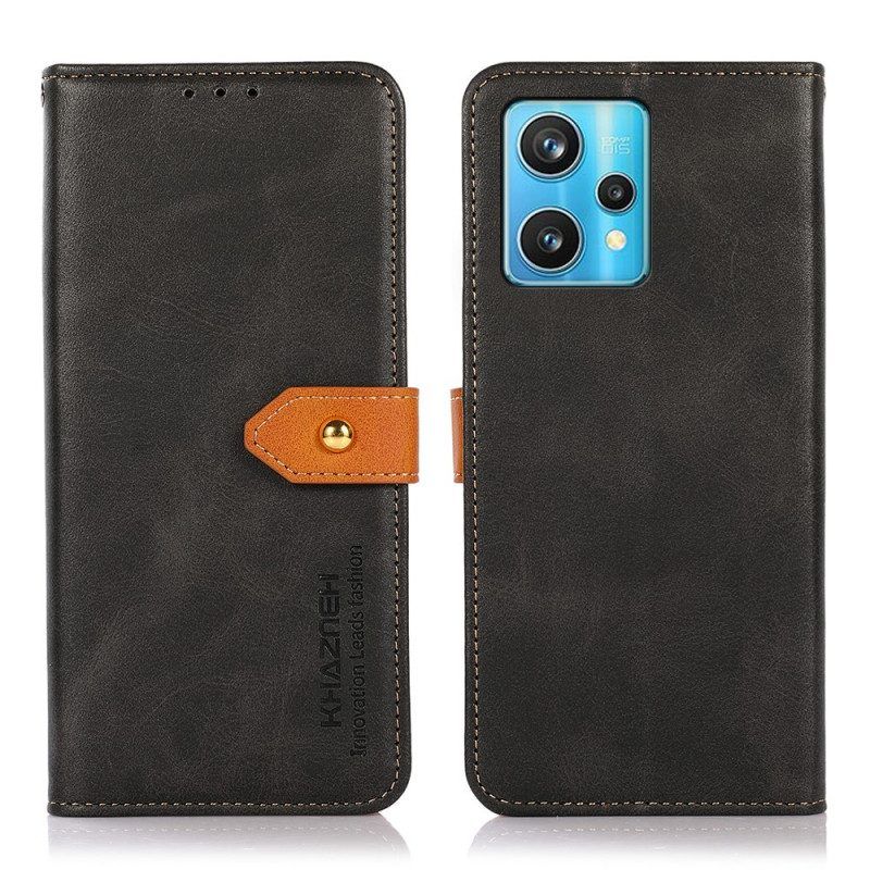 Folio-hoesje voor Realme 9 Pro Plus Tweekleurige Gouden Gesp Khazneh