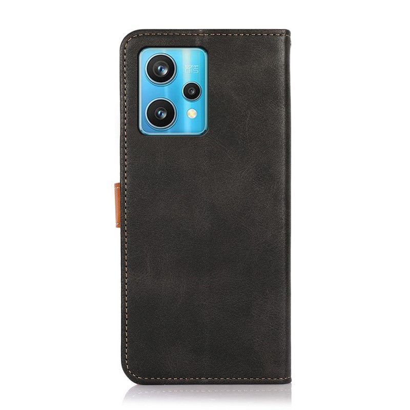 Folio-hoesje voor Realme 9 Pro Plus Tweekleurige Gouden Gesp Khazneh