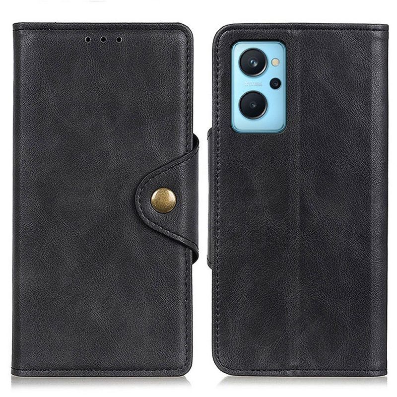 Folio-hoesje voor Realme 9i Knoop Van Imitatieleer