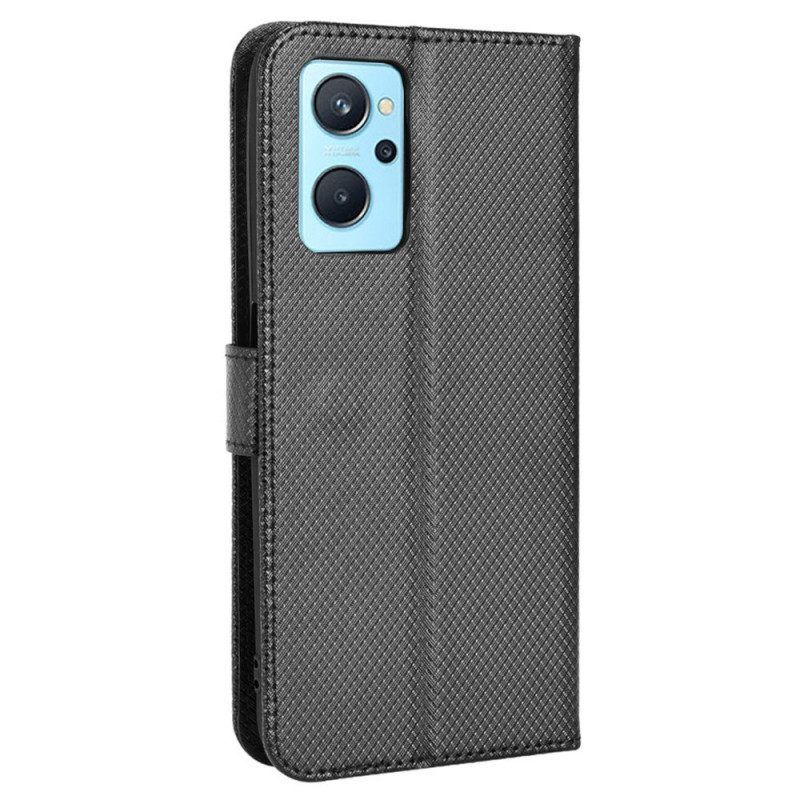 Folio-hoesje voor Realme 9i Met Ketting Riem Van Imitatieleer Met Structuur