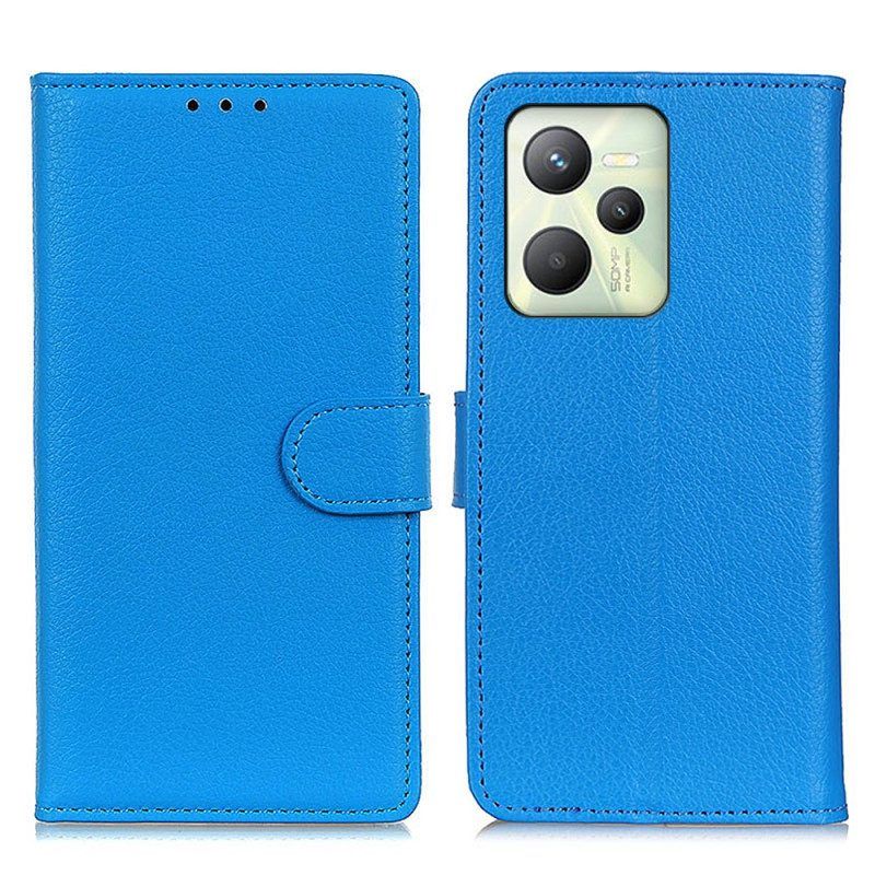 Folio-hoesje voor Realme C35 Lychee-textuur