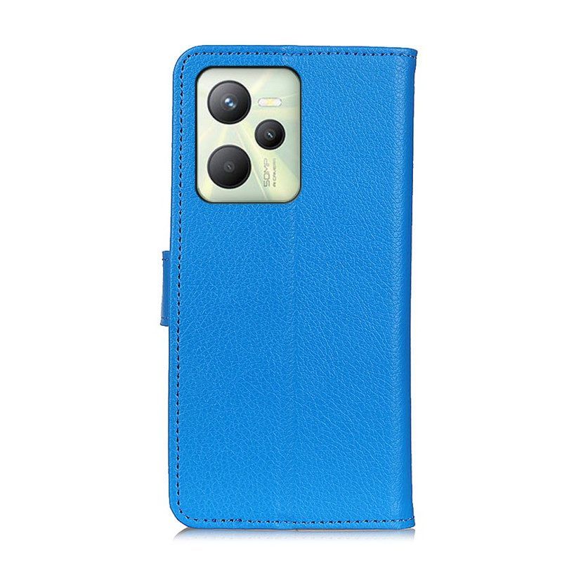 Folio-hoesje voor Realme C35 Lychee-textuur