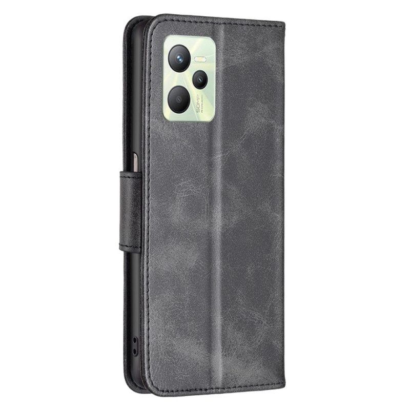 Folio-hoesje voor Realme C35 Met Ketting Flip Case Gladde Schuine Klep Met Riem
