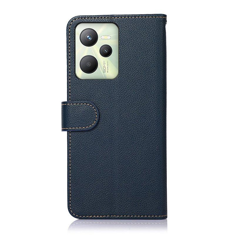 Folio-hoesje voor Realme C35 Met Ketting Khazneh Lychee-textuur Rfid-bandjes