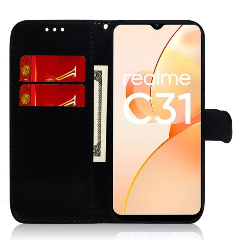 Folio-hoesje voor Realme GT Neo 3 Met Ketting Riem Spiegel