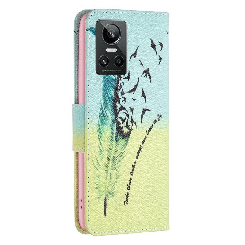 Folio-hoesje voor Realme GT Neo 3 Veer En Vogels