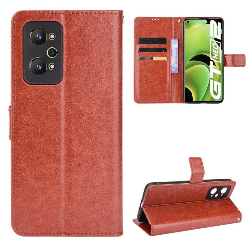 Folio-hoesje voor Realme GT Neo 3T / Neo 2 Flitsend Kunstleer