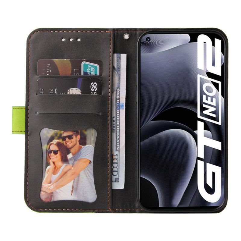 Folio-hoesje voor Realme GT Neo 3T / Neo 2 Twee Toon