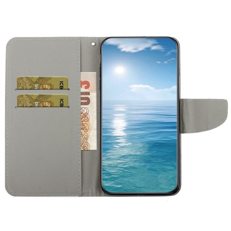 Folio-hoesje voor Samsung Galaxy A14 / A14 5G Met Ketting Driehoeken Met Schouderriem