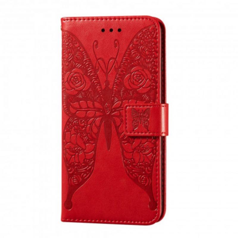 Folio-hoesje voor Samsung Galaxy A52 4G / A52 5G / A52s 5G Vlinder Bloemenpatroon
