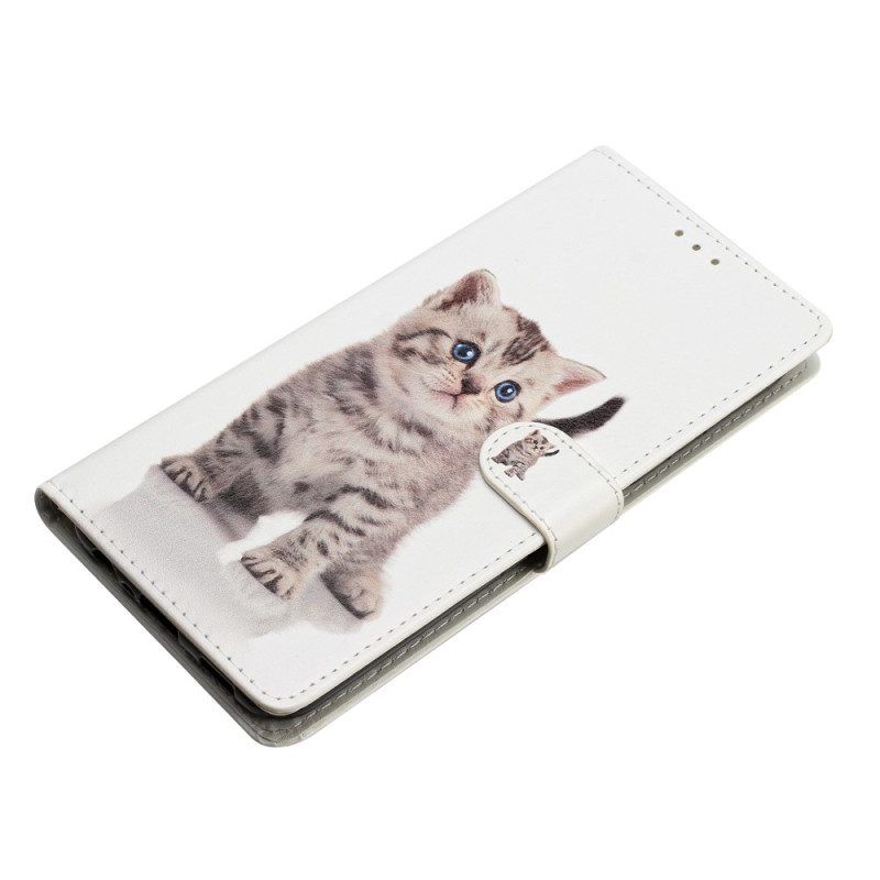 Folio-hoesje voor Samsung Galaxy A53 5G Met Ketting Mooi Katje Met Riem