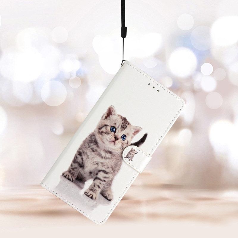 Folio-hoesje voor Samsung Galaxy A53 5G Met Ketting Mooi Katje Met Riem