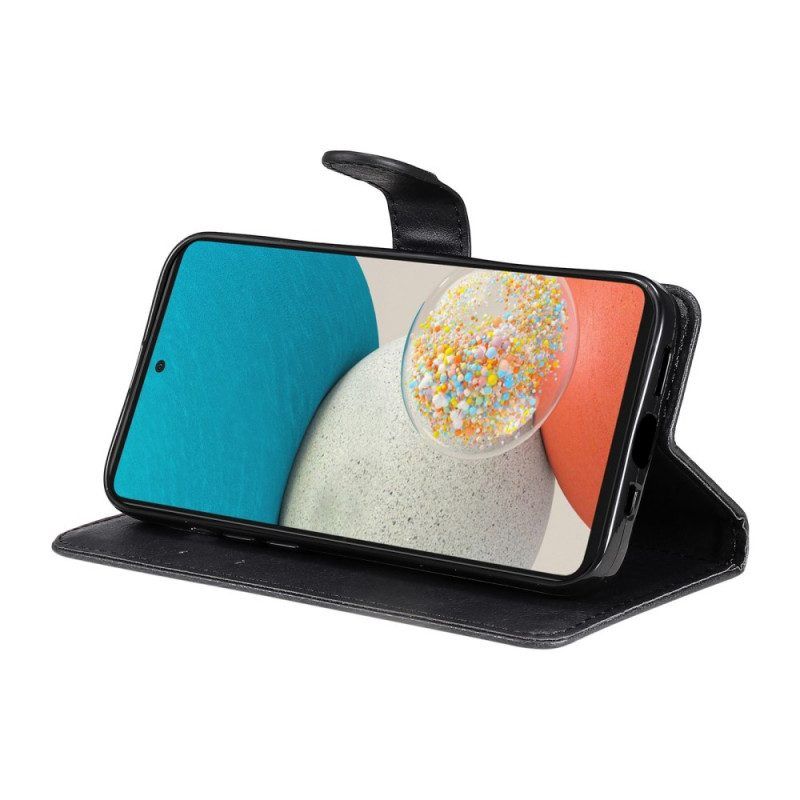Folio-hoesje voor Samsung Galaxy A53 5G Met Ketting Strappy Effen Lederen Stijl
