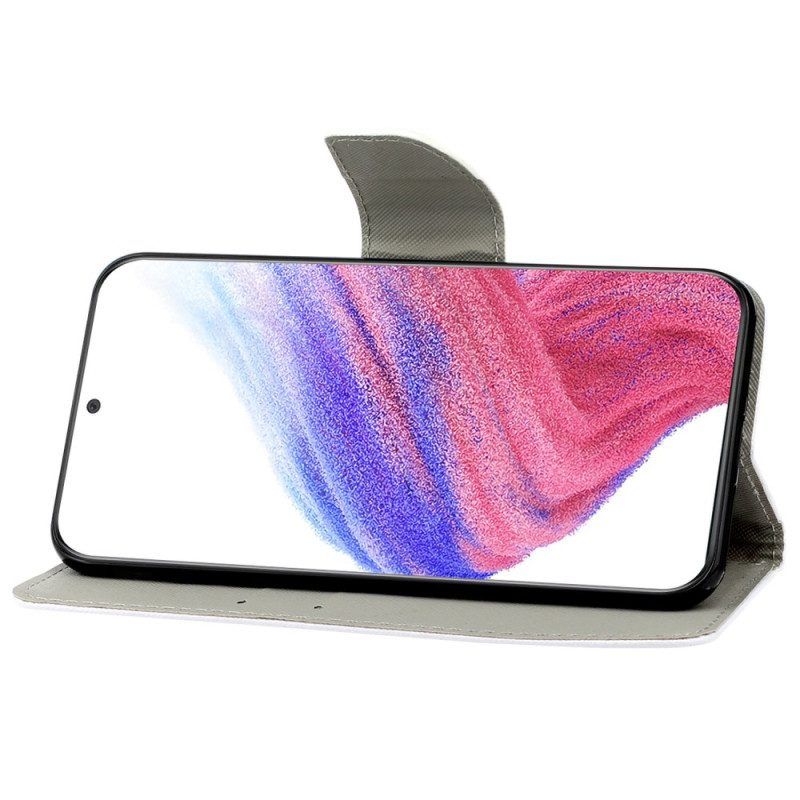 Folio-hoesje voor Samsung Galaxy A53 5G Met Ketting Strappy Harten Regen