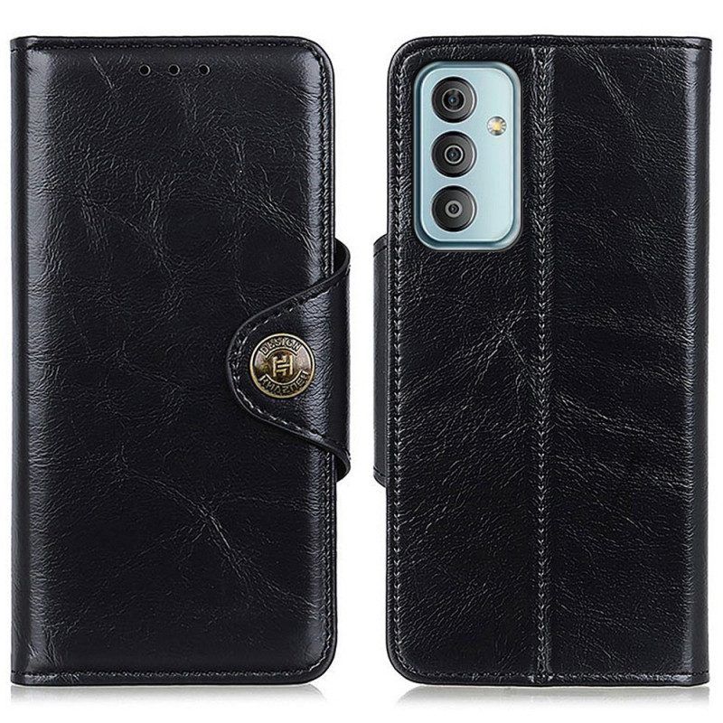 Folio-hoesje voor Samsung Galaxy M23 5G Imitatieleren Lakknoop Khazneh