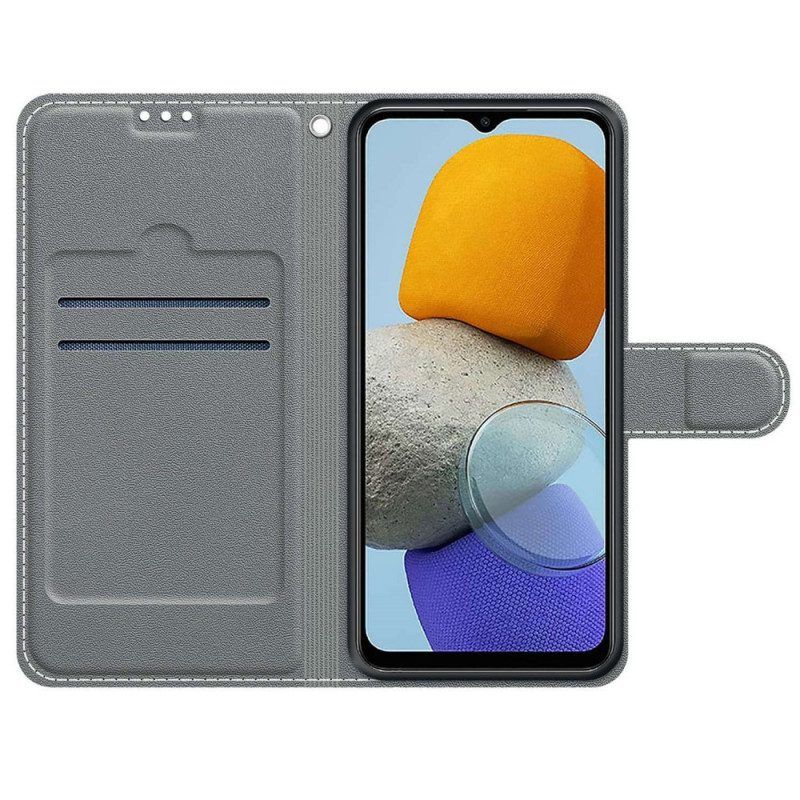 Folio-hoesje voor Samsung Galaxy M23 5G Marmer En Lanyard