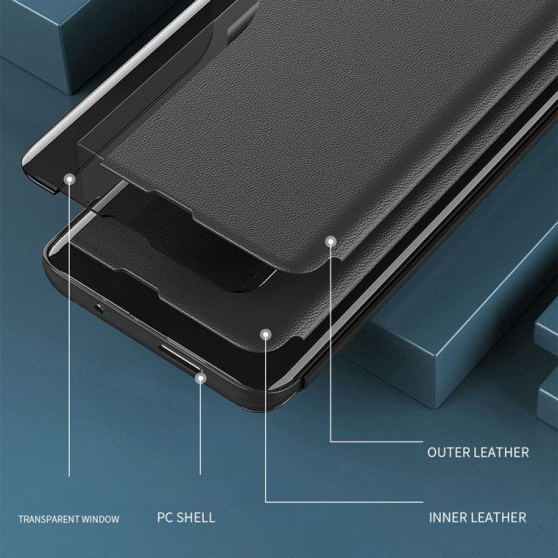 Folio-hoesje voor Samsung Galaxy M52 5G Kunstleer Met Geïntegreerd Scherm