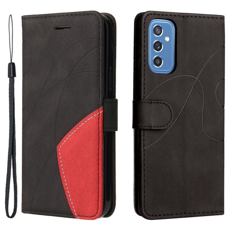 Folio-hoesje voor Samsung Galaxy M52 5G Met Ketting Lanyard Inkt Lijn