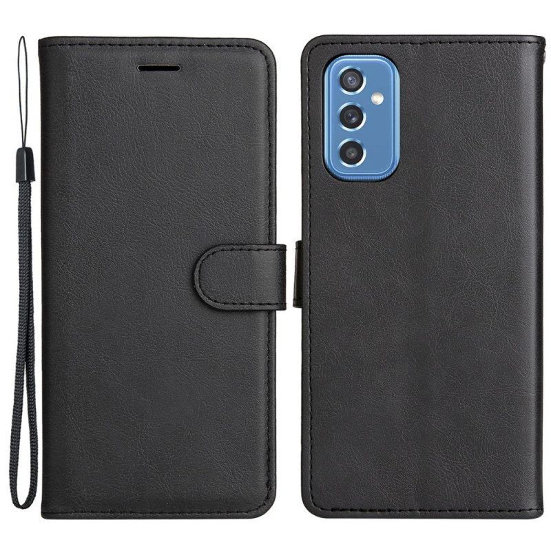 Folio-hoesje voor Samsung Galaxy M52 5G Met Ketting Strappy Mat Leer