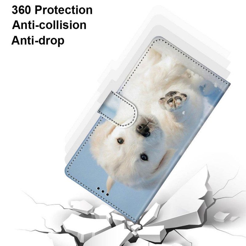 Folio-hoesje voor Samsung Galaxy M53 5G Met Ketting String Hond