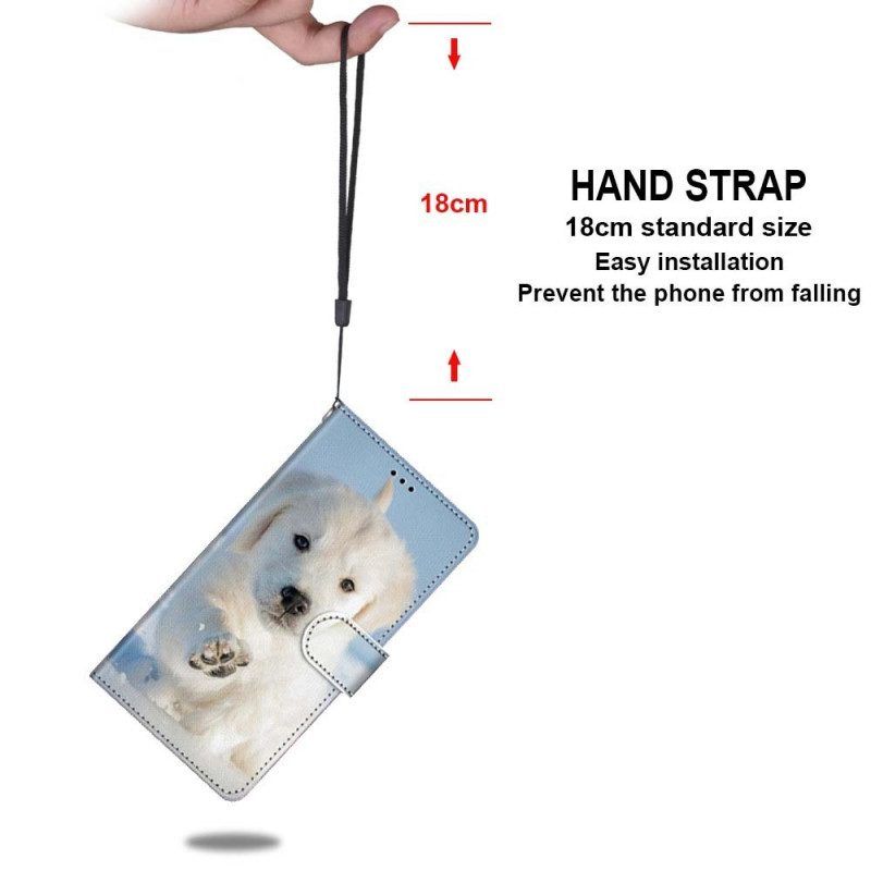 Folio-hoesje voor Samsung Galaxy M53 5G Met Ketting String Hond