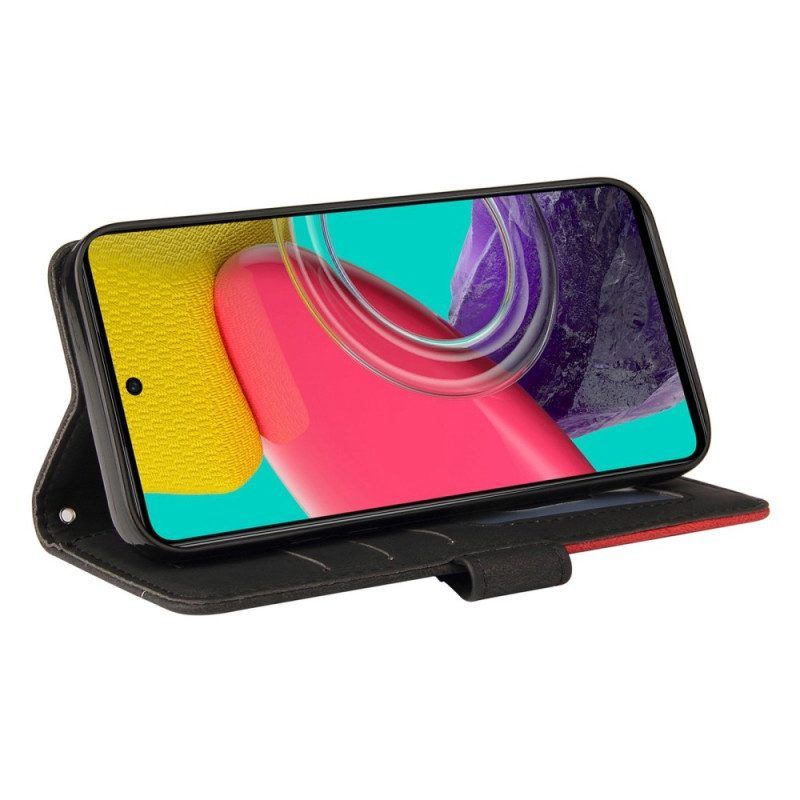 Folio-hoesje voor Samsung Galaxy M53 5G Met Ketting Tweekleurige Riem