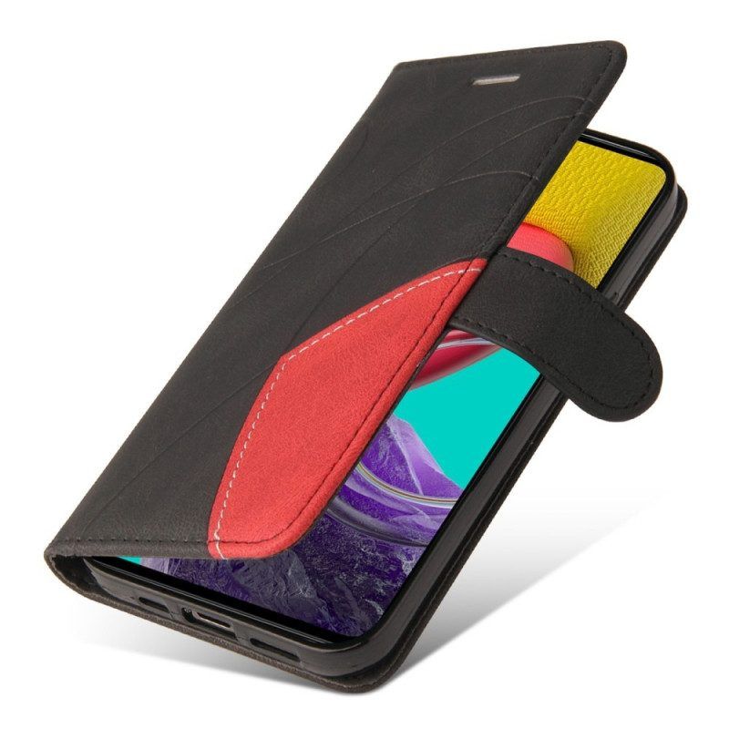 Folio-hoesje voor Samsung Galaxy M53 5G Met Ketting Tweekleurige Riem