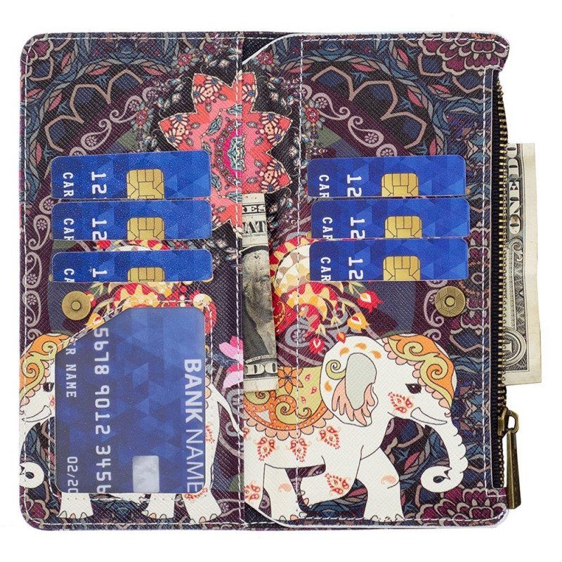 Folio-hoesje voor Samsung Galaxy M53 5G Portemonnee Leren Olifant Portemonnee