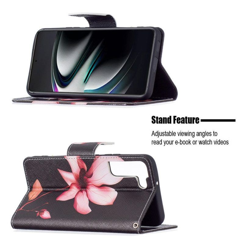 Folio-hoesje voor Samsung Galaxy S22 Plus 5G Roze Bloem